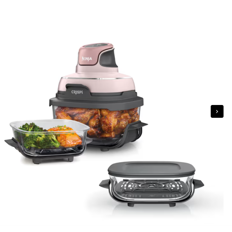 Système de cuisson portable Ninja Crispi avec contenant en verre supplémentaire rose Système de cuisson portable Ninja Crispi avec contenant en verre supplémentaire rose