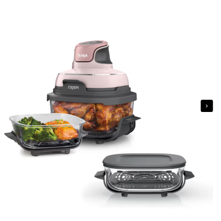 Système de cuisson portable Ninja Crispi avec contenant en verre supplémentaire rose