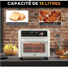 Mini four friteuse à air 2 en 1 air fryer 1200W 13L multifonction 12 programmes blanc noir