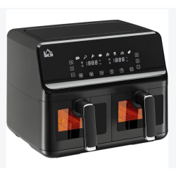 Friteuse à air 2 paniers 2500W 8L air fryer multifonction 8 programmes noir