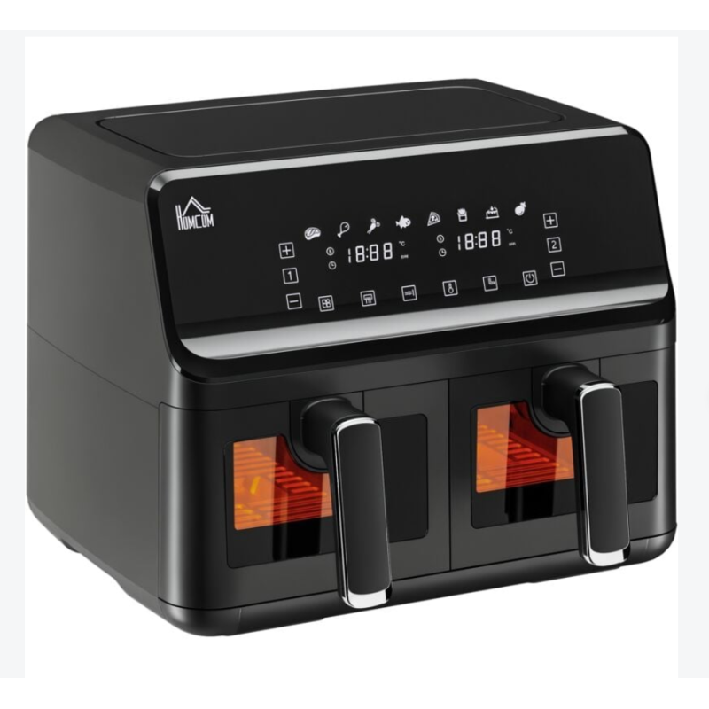 Friteuse à air 2 paniers 2500W 8L air fryer multifonction 8 programmes noir Friteuse à air 2 paniers 2500W 8L air fryer multifonction 8 programmes noir