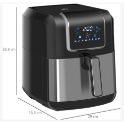 Friteuse à air 1700W 6,5L air fryer multifonction 8 programmes gris noir