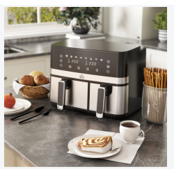 Friteuse à air 2700W air fryer double compartiment 8,5L 8 programmes noir