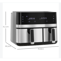 Friteuse à air 2700W air fryer double compartiment 8,5L 8 programmes noir