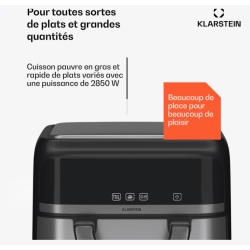 Friteuse à air chaud Klarstein friteuse à air 2 chambres friteuse à air chaud compacte 2850 W friteuse à air 9 L
