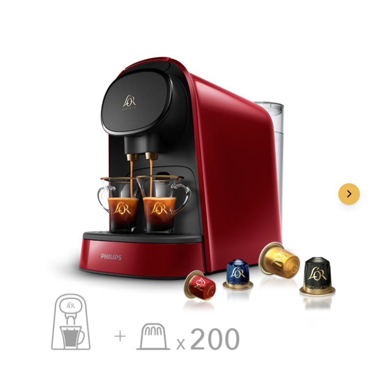 Lot machine L'OR BARISTA Original 200 capsules rouge