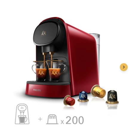 Lot machine L'OR BARISTA Original 200 capsules rouge