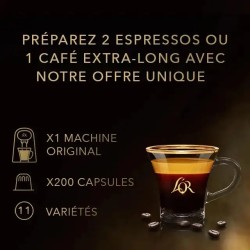 Lot machine L'OR BARISTA Original 200 capsules rouge