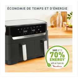 MOULINEX Friteuse sans huile 2 tiroirs Friteuse a air et gri l8 programmes Air Fryer