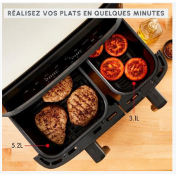 MOULINEX Friteuse sans huile 2 tiroirs Friteuse a air et gri l8 programmes Air Fryer