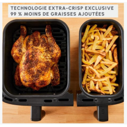 MOULINEX Friteuse sans huile 2 tiroirs Friteuse a air et gri l8 programmes Air Fryer