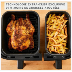 MOULINEX Friteuse sans huile 2 tiroirs Friteuse a air et gri l8 programmes Air Fryer