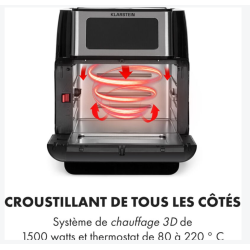 Klarstein Airfryer Friteuse à air chaud grande capacité 10 litres 1500W