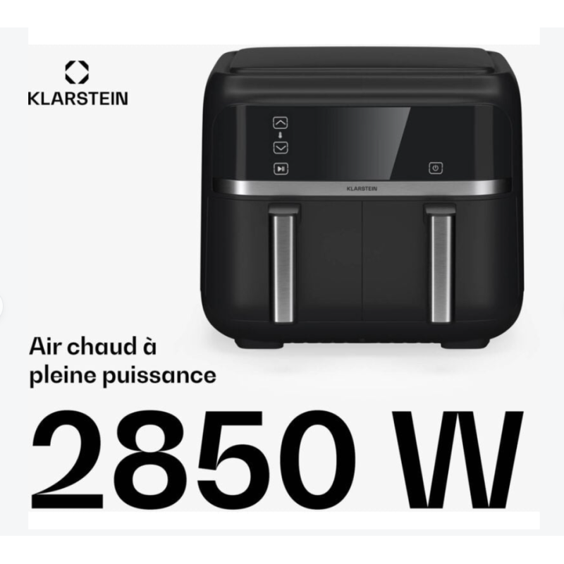 Friteuse à air chaud Klarstein friteuse à air 2 chambres friteuse à air chaud compacte 2850 W Friteuse à air chaud Klarstein friteuse à air 2 chambres friteuse à air chaud compacte 2850 W