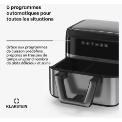 Friteuse à air chaud Klarstein friteuse à air 2 chambres friteuse à air chaud compacte 2850 W